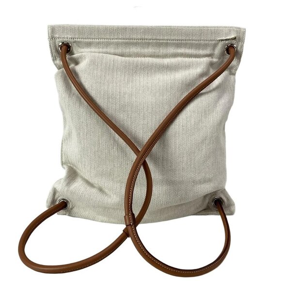 Auth HERMES Sac Marine - Craie Gold Toile Chevron Veau Swift Y Backpack - Picture 2 of 15